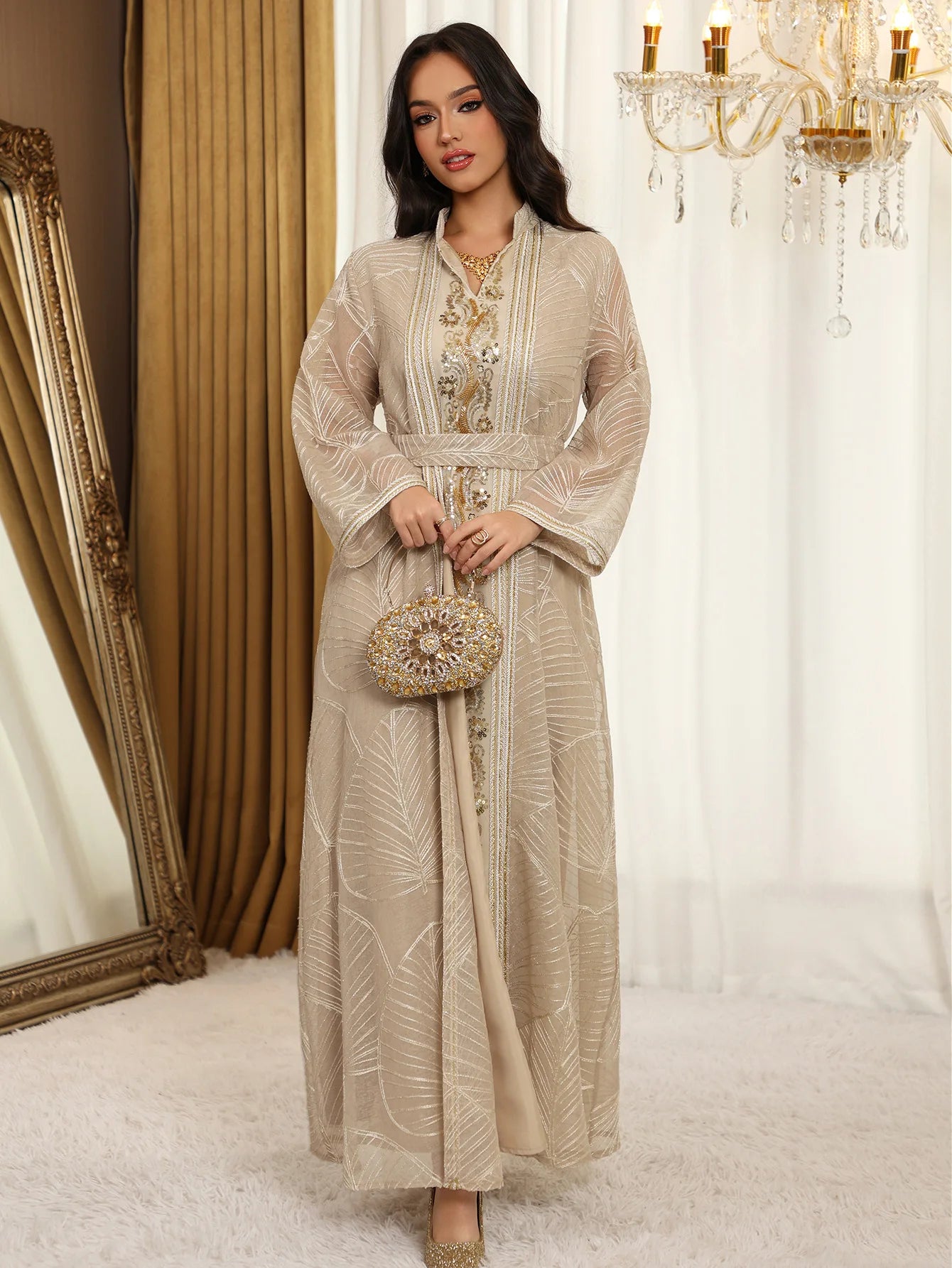 Abaya Brodée - Robe Islamique de Soirée