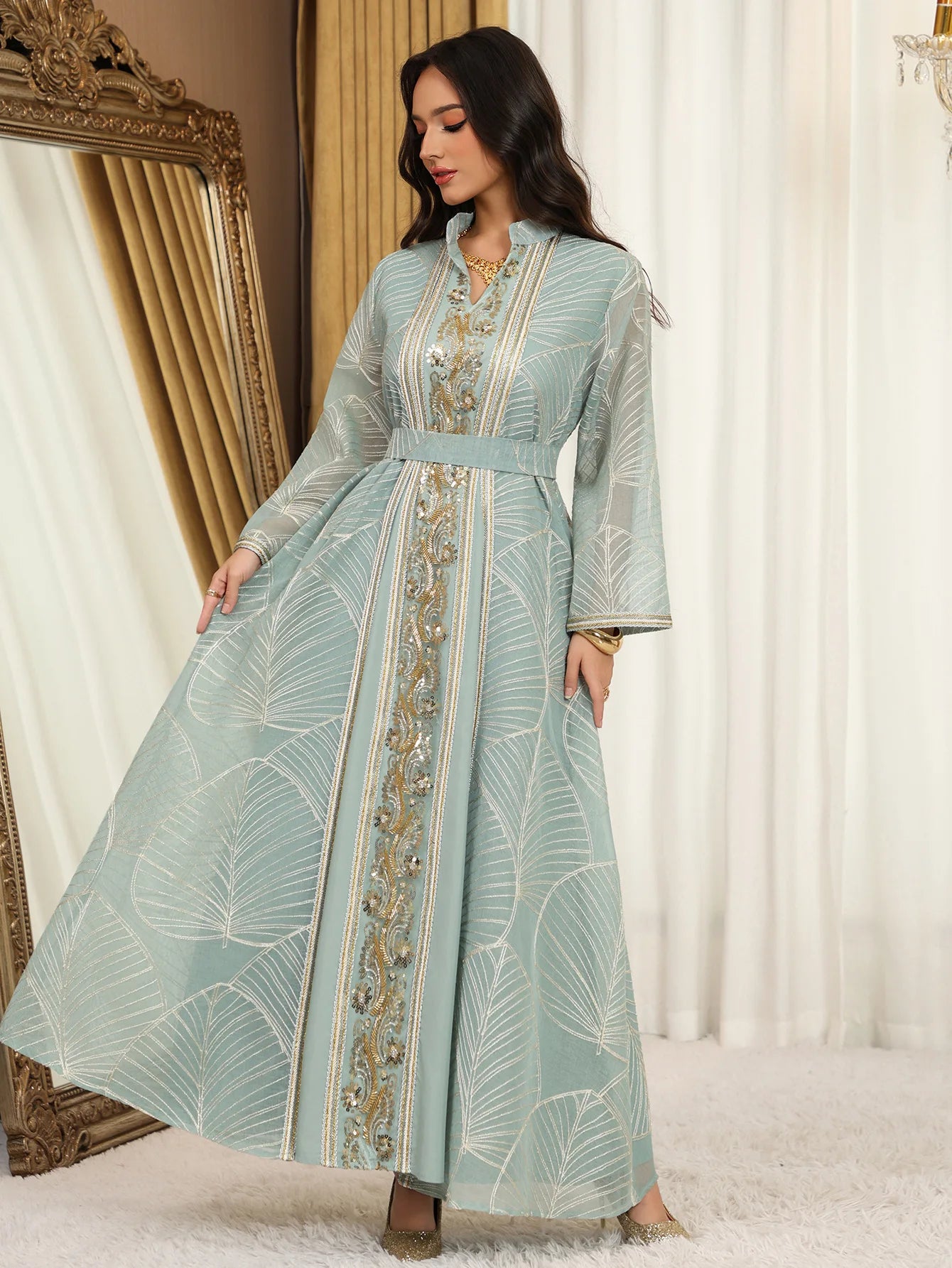 Abaya Brodée - Robe Islamique de Soirée