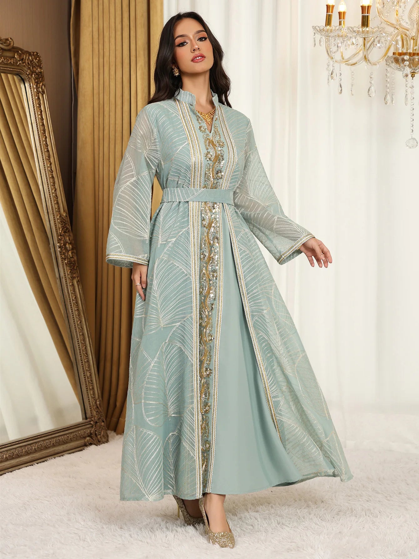 Abaya Brodée - Robe Islamique de Soirée