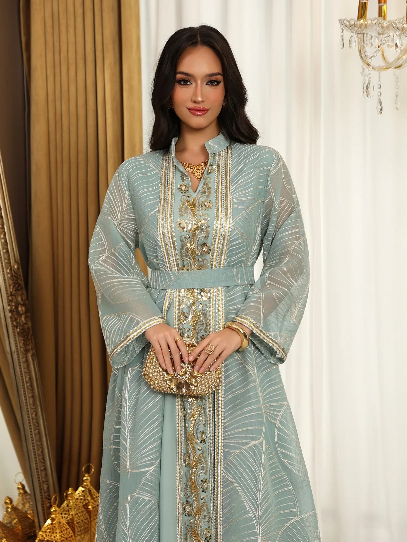 Abaya Brodée - Robe Islamique de Soirée