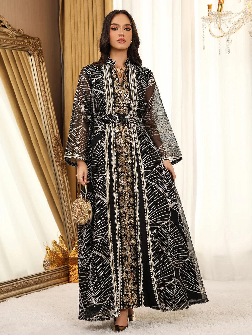 Abaya Brodée - Robe Islamique de Soirée