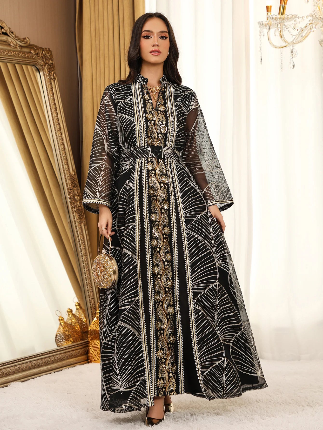 Abaya Brodée - Robe Islamique de Soirée