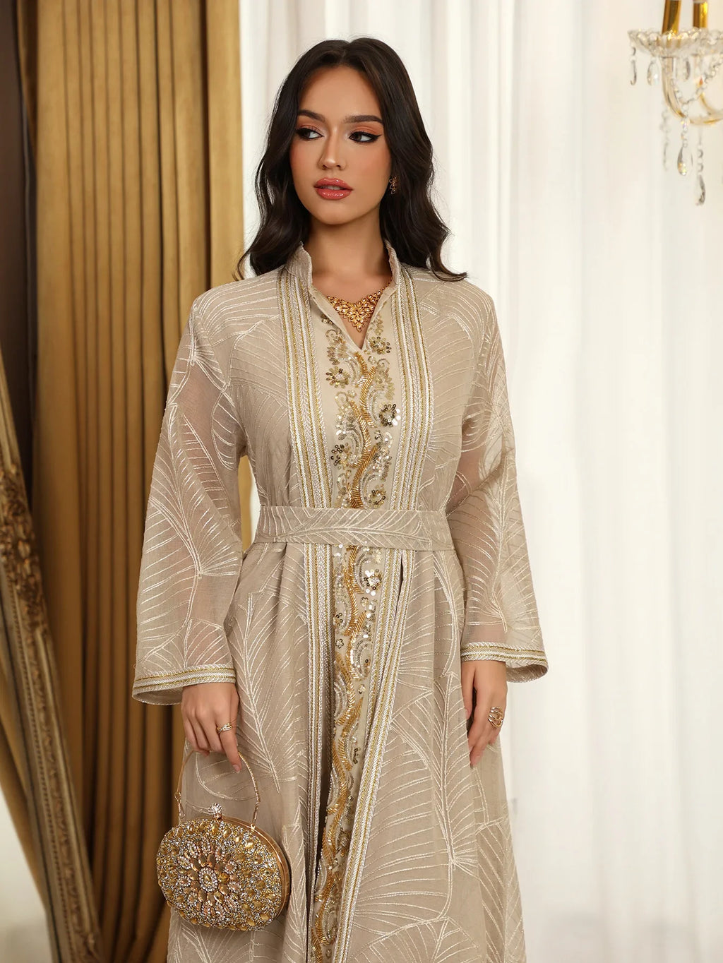 Abaya Brodée - Robe Islamique de Soirée