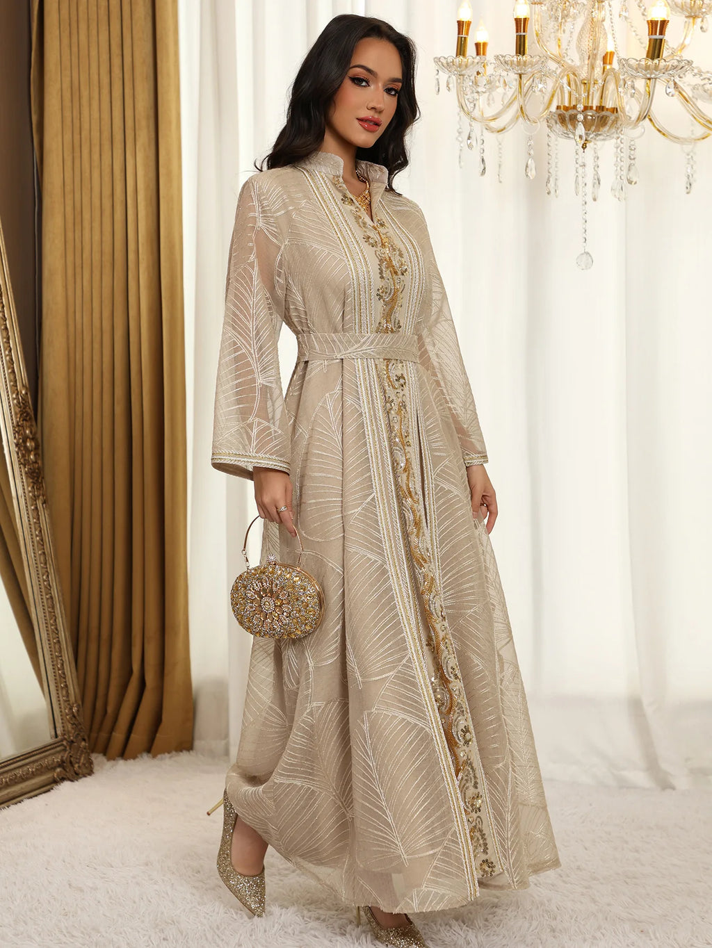 Abaya Brodée - Robe Islamique de Soirée