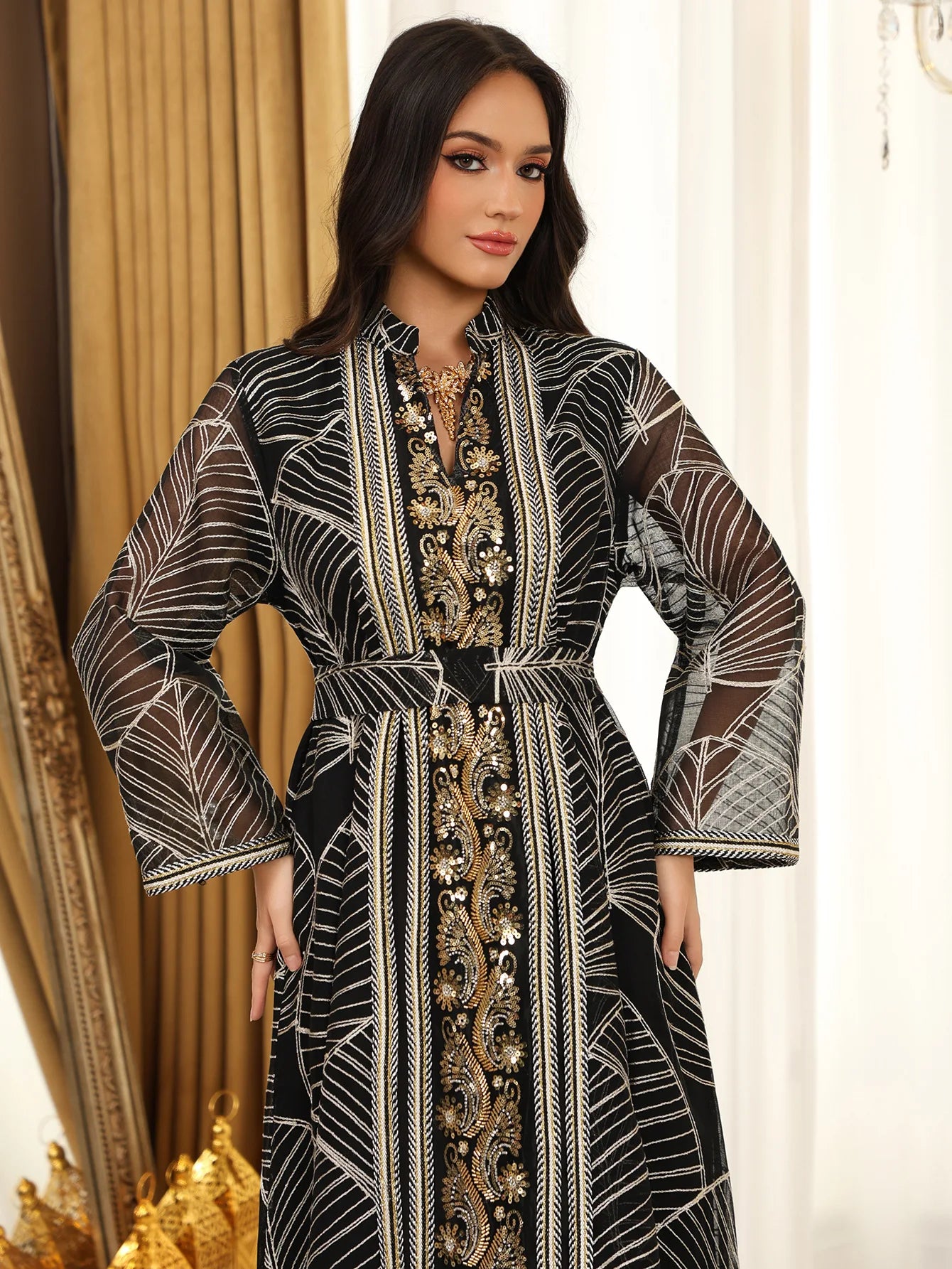 Abaya Brodée - Robe Islamique de Soirée