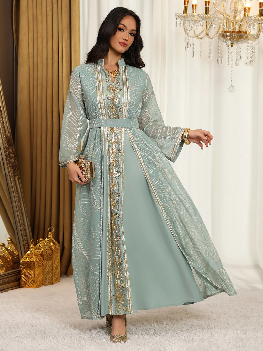 Abaya Brodée - Robe Islamique de Soirée