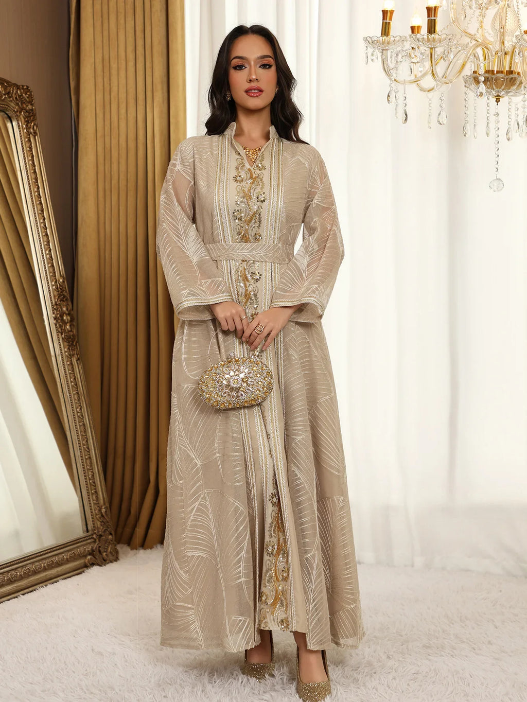 Abaya Brodée - Robe Islamique de Soirée