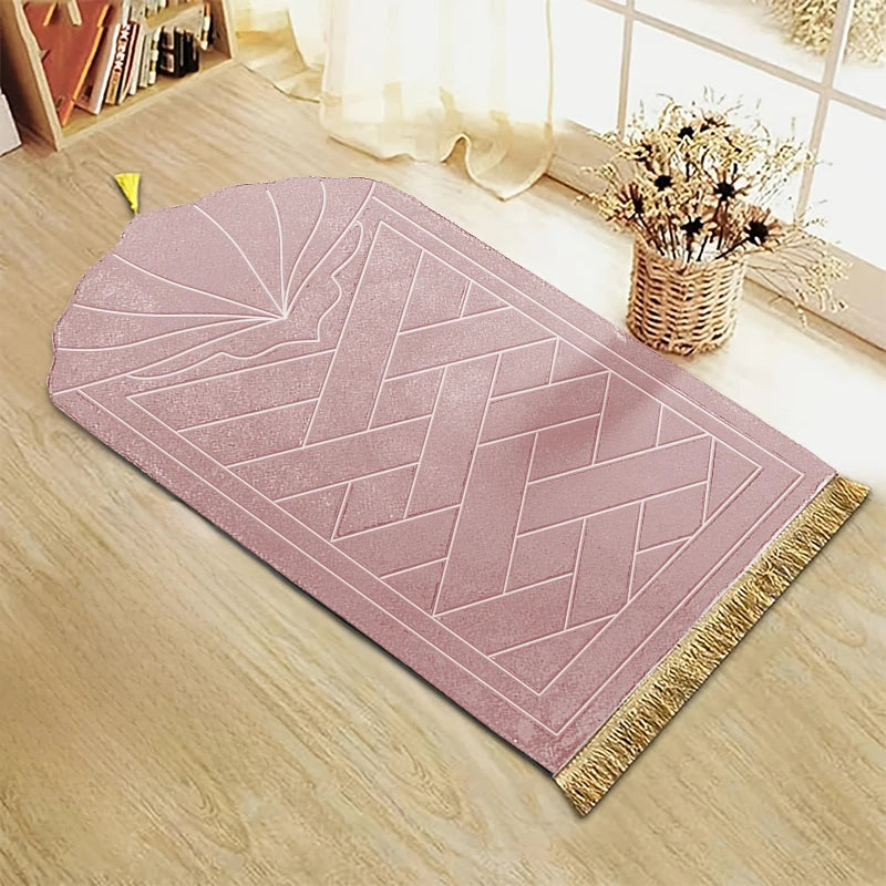 Tapis de Prière Épais et Moelleux - Tapis Islamique Antidérapant 65×110 cm