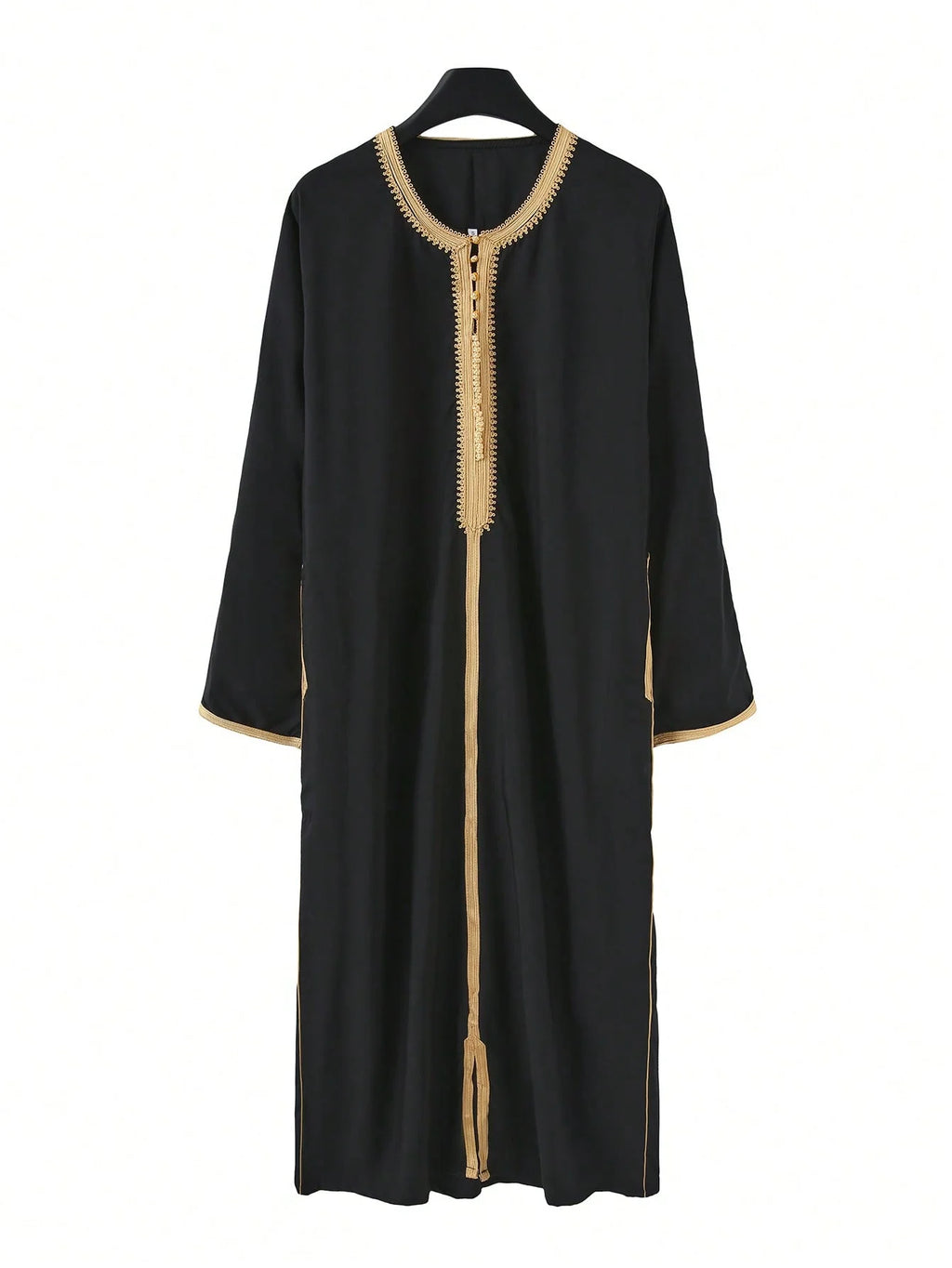 Qamis Homme Marocain Élégant - Jubba Thobe Brodé à Manches Longues