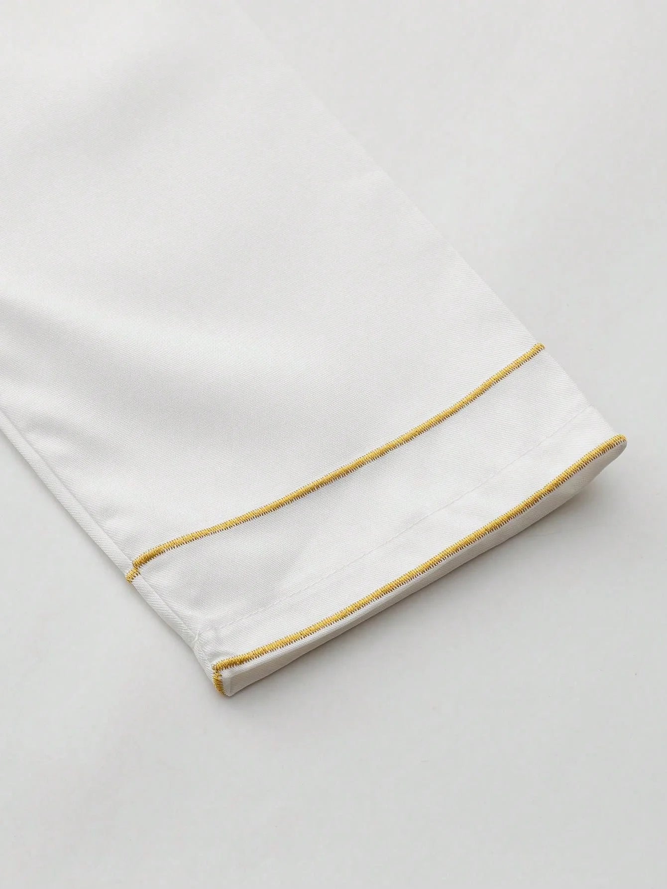 Qamis Brodé - Thobe Islamique à Col Montant Manches Longues