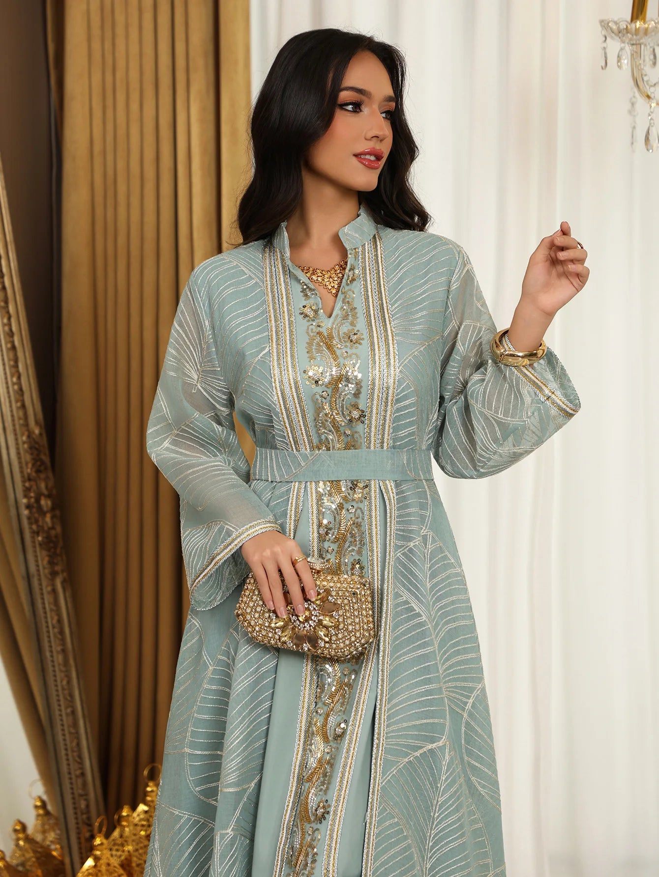 Abaya Brodée - Robe Islamique de Soirée