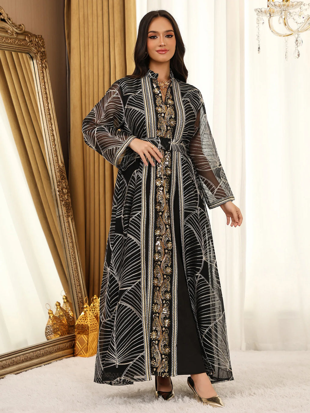 Abaya Brodée - Robe Islamique de Soirée