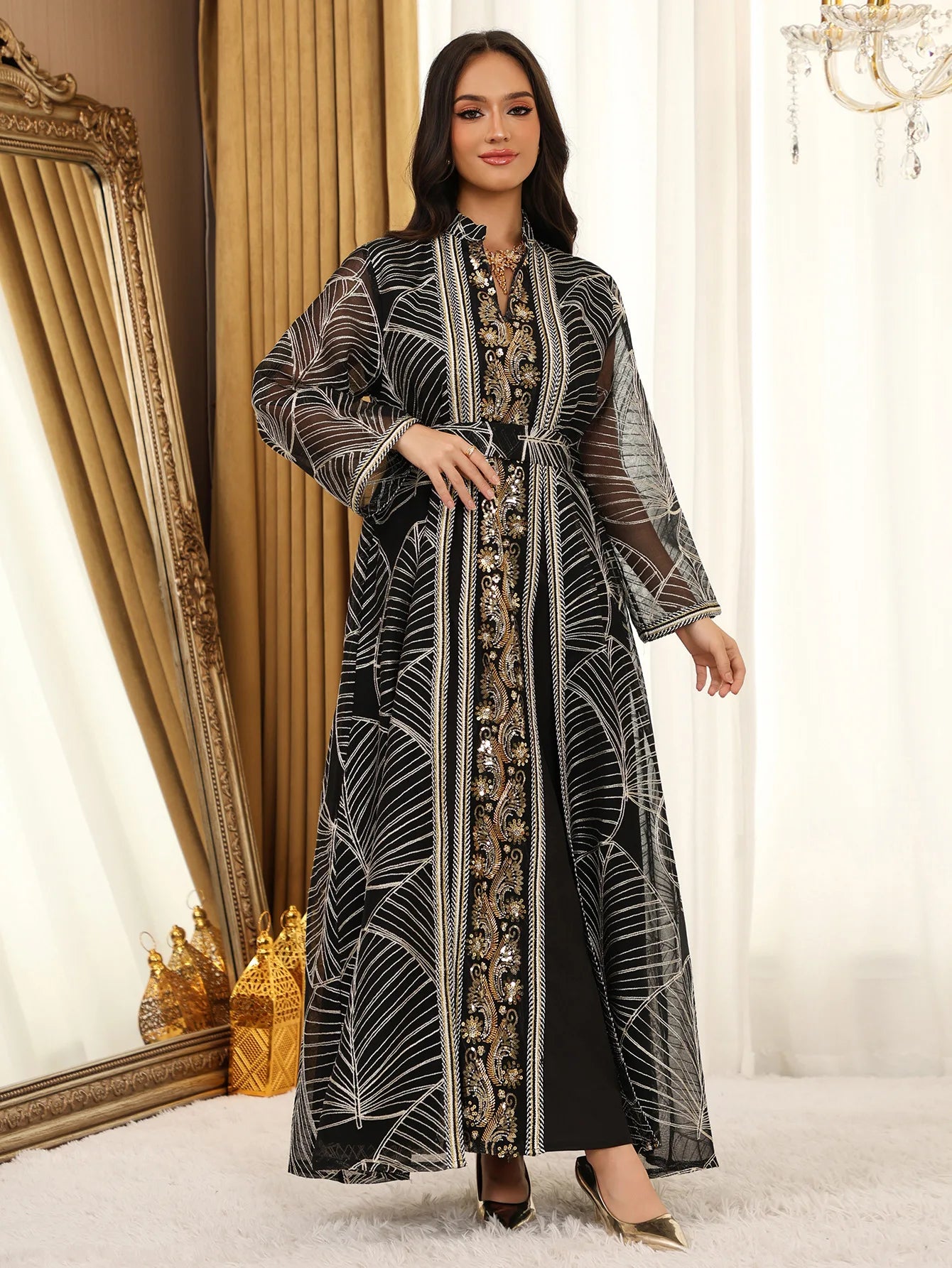 Abaya Brodée - Robe Islamique de Soirée