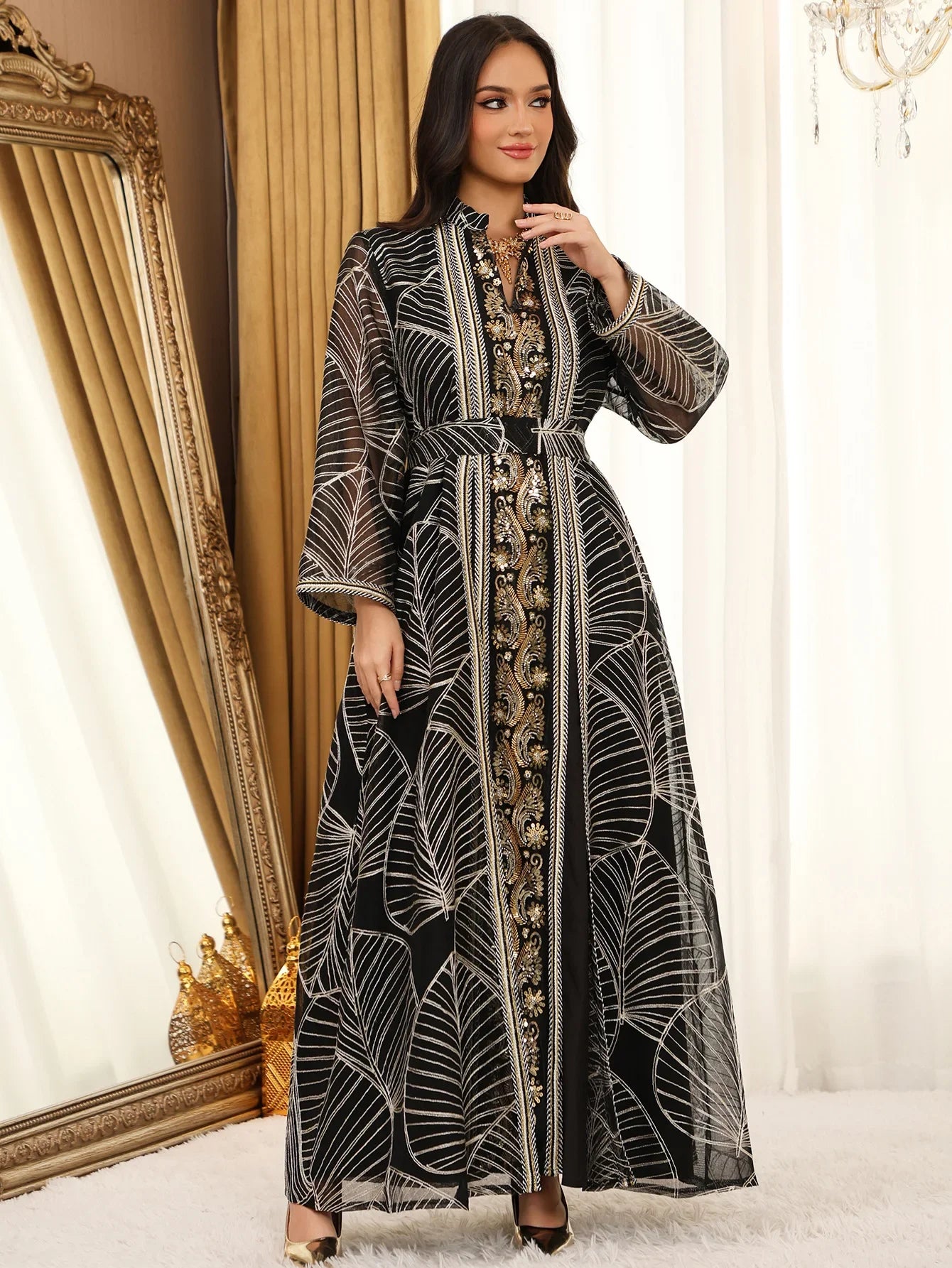 Abaya Brodée - Robe Islamique de Soirée