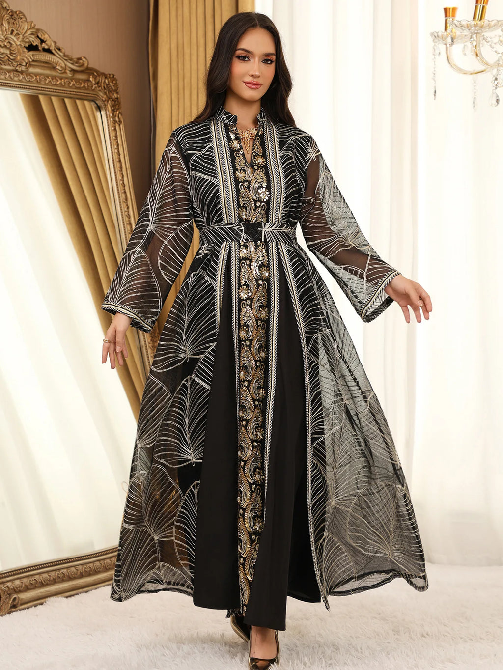 Abaya Brodée - Robe Islamique de Soirée