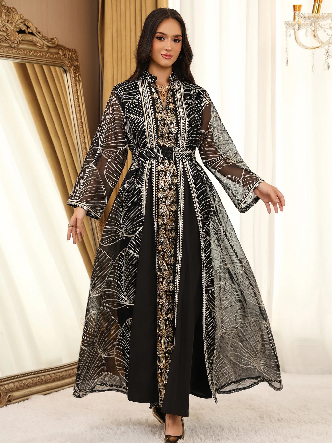 Abaya Brodée - Robe Islamique de Soirée