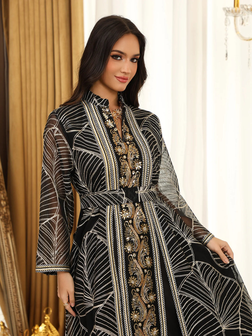 Abaya Brodée - Robe Islamique de Soirée